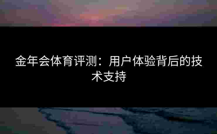 金年会体育评测:用户体验背后的技术支持 金年会体育评测:用户体验背后的技术支持